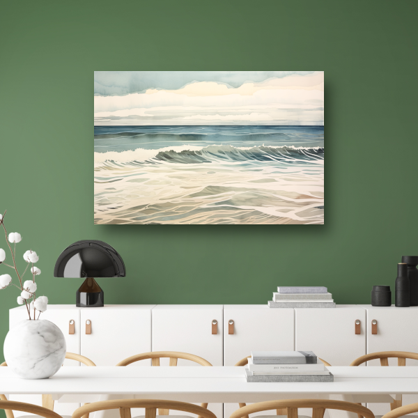 Schilderij van woeste golven op zee canvas