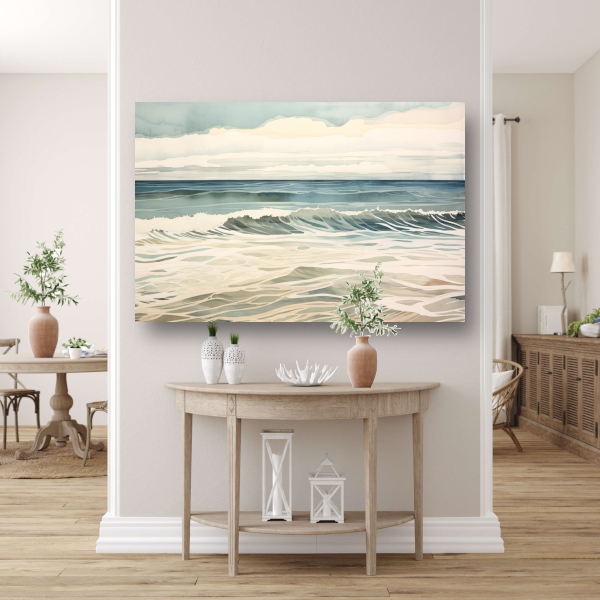 Schilderij van woeste golven op zee canvas
