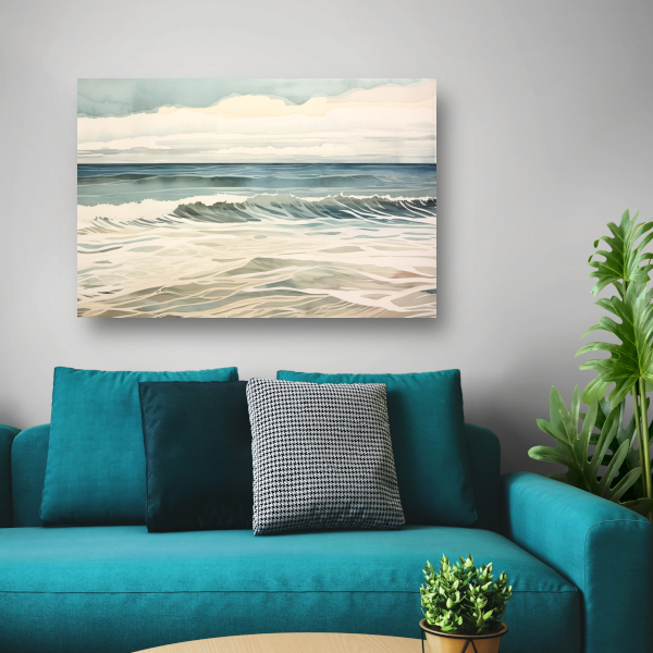 Schilderij van woeste golven op zee canvas