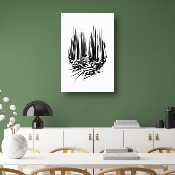 Zwart-wit lijnenspel op canvas canvas