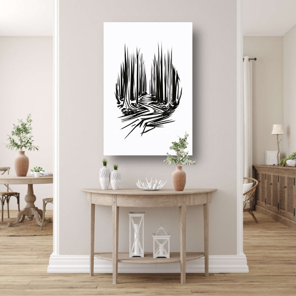 Zwart-wit lijnenspel op canvas canvas