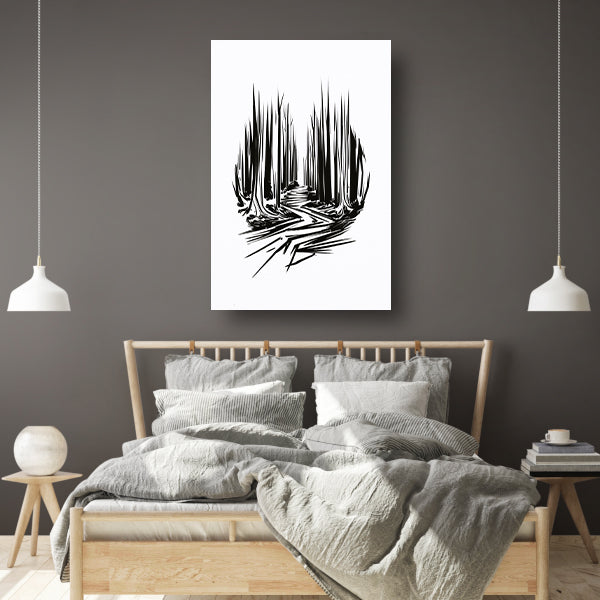 Zwart-wit lijnenspel op canvas canvas