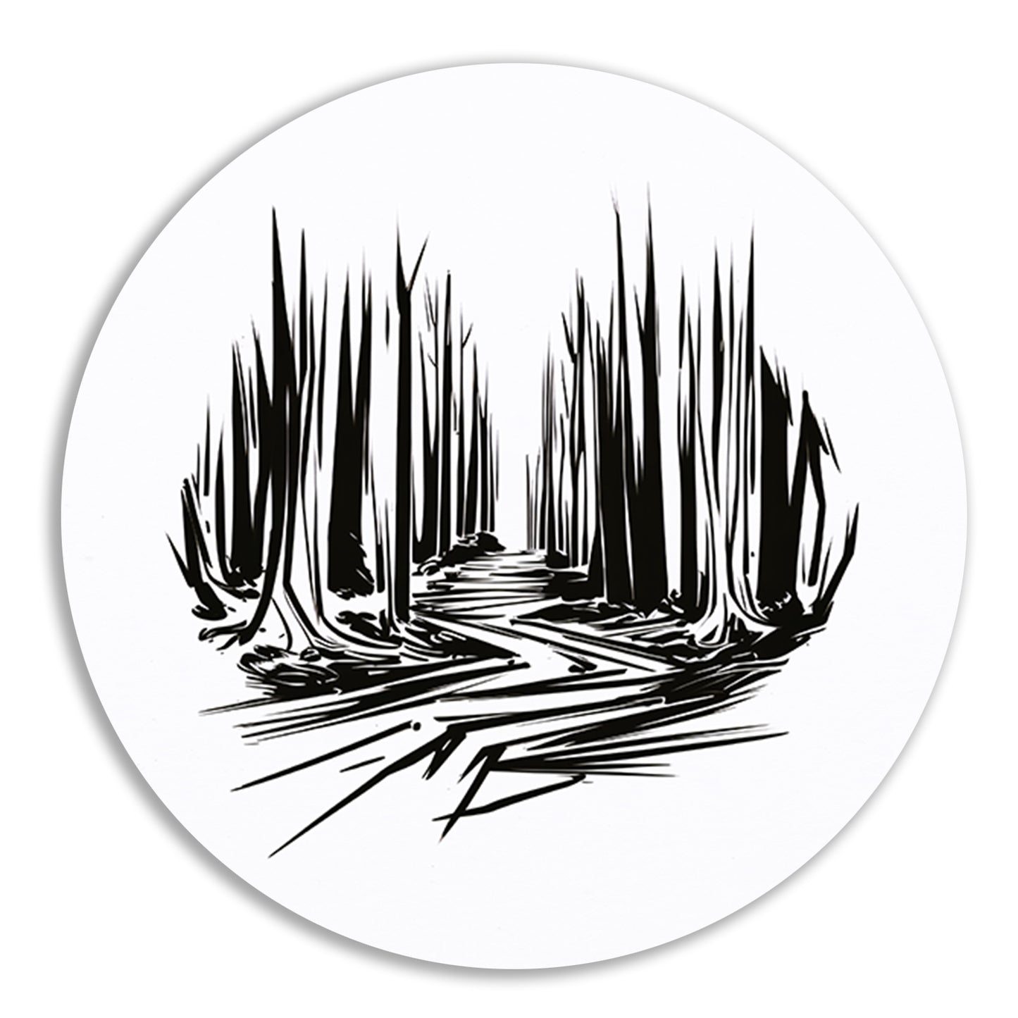 Zwart-wit lijnenspel op canvas aluminium muurcirkel