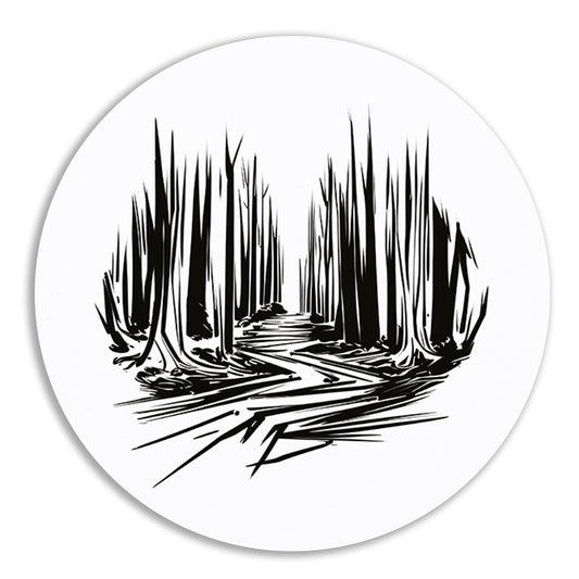Zwart-wit lijnenspel op canvas aluminium muurcirkel