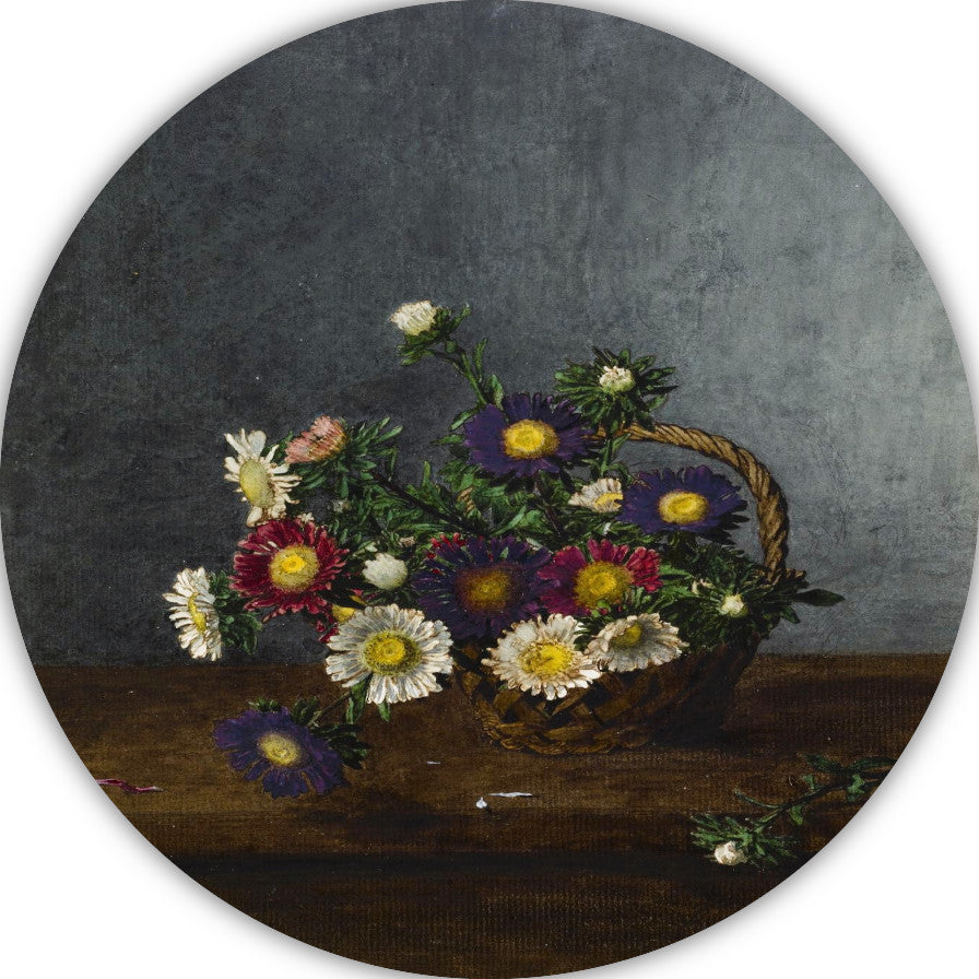 Mand met asters - Léon Bonvin aluminium muurcirkel