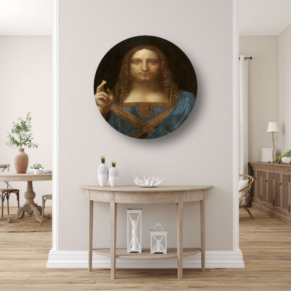 Salvator Mundi - Leonardo da Vinci aluminium muurcirkel