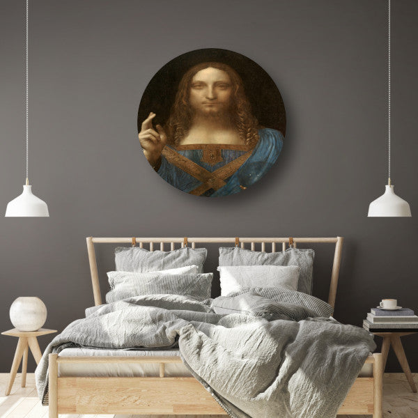 Salvator Mundi - Leonardo da Vinci aluminium muurcirkel