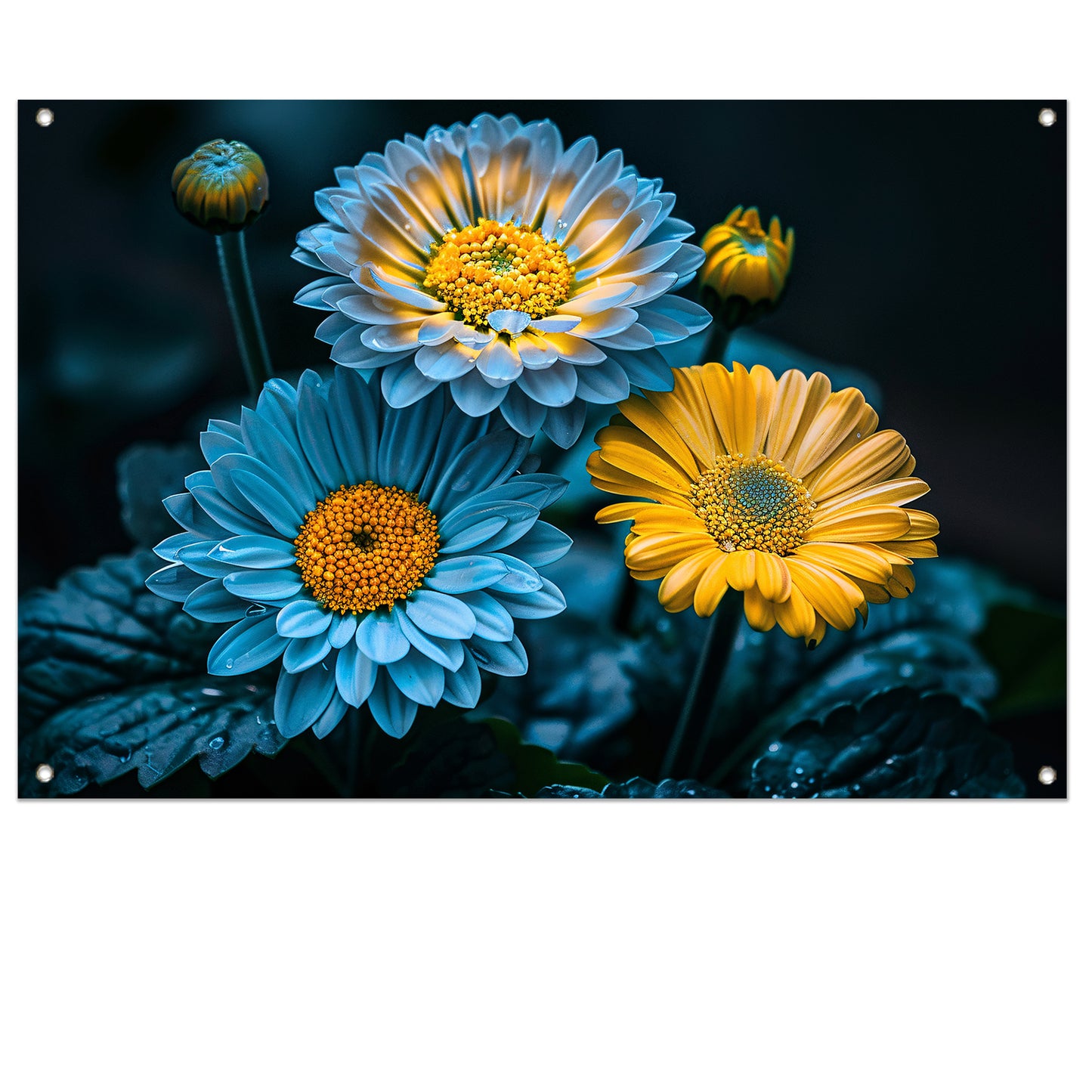Levendige bloemen in kleurrijk contrast tuinposter