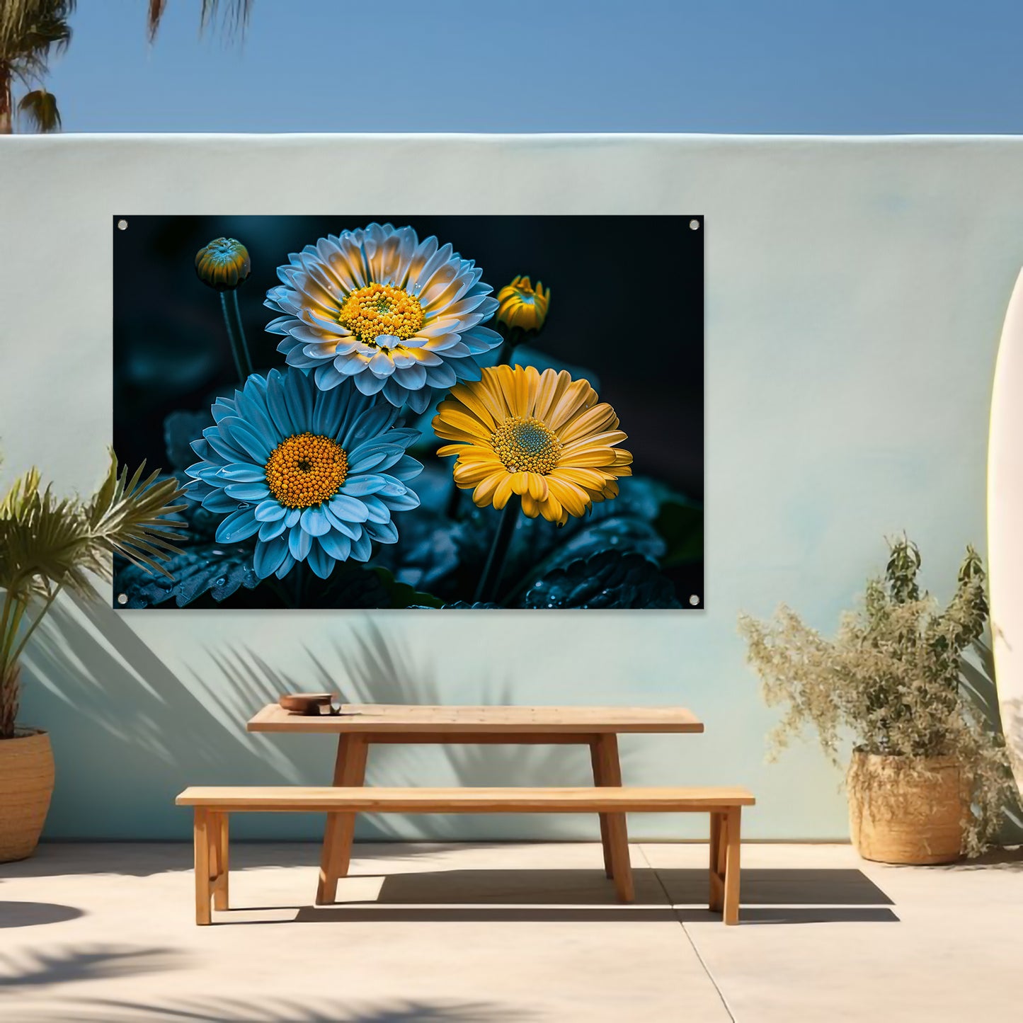 Levendige bloemen in kleurrijk contrast tuinposter