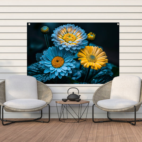 Levendige bloemen in kleurrijk contrast tuinposter