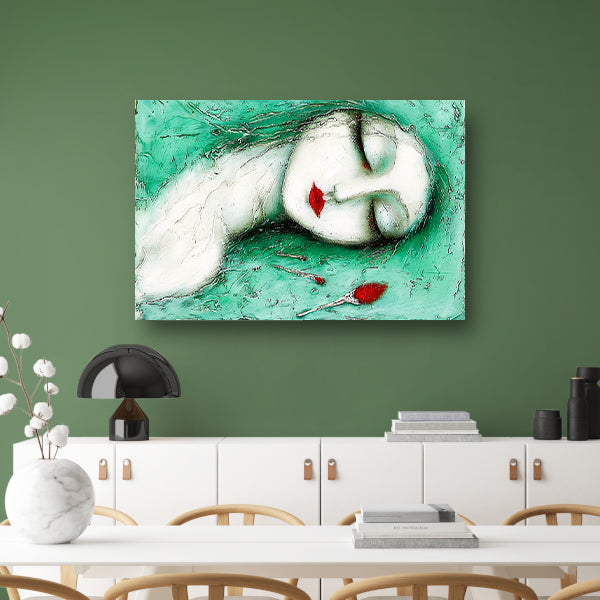 Dromerig surrealistisch vrouwelijk portret met bloemen canvas