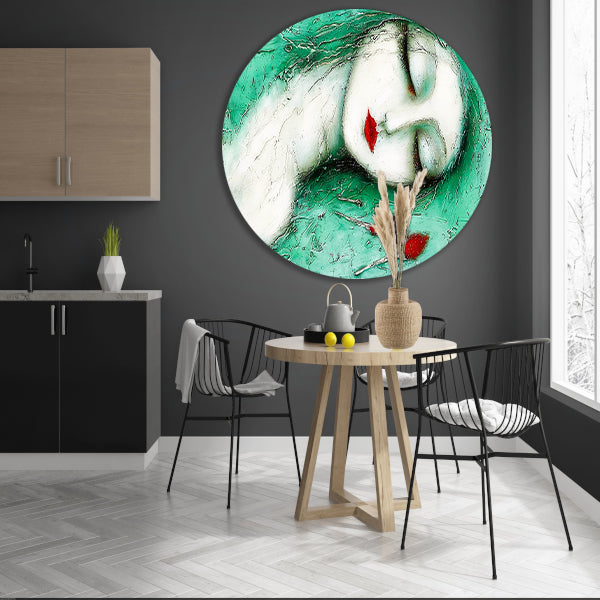 Dromerig surrealistisch vrouwelijk portret met bloemen forex muurcirkel