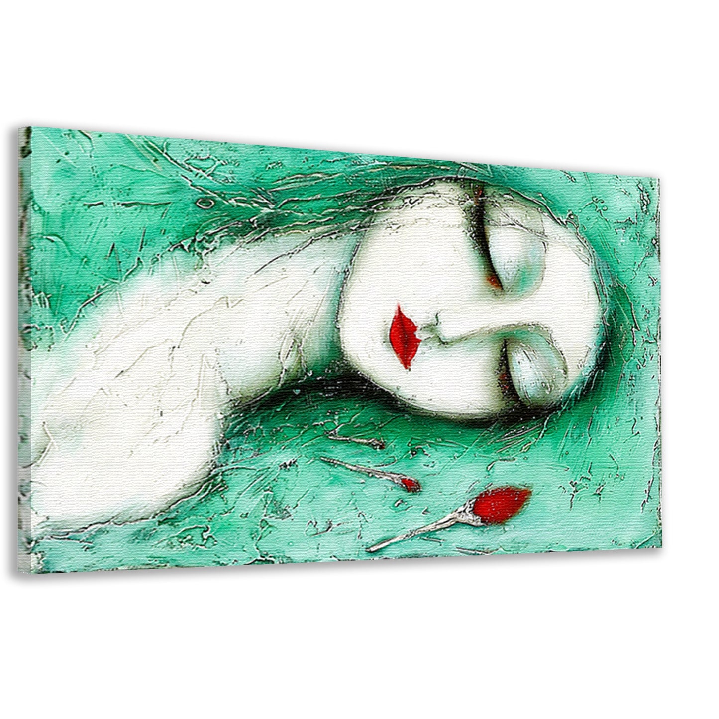 Dromerig surrealistisch vrouwelijk portret met bloemen canvas