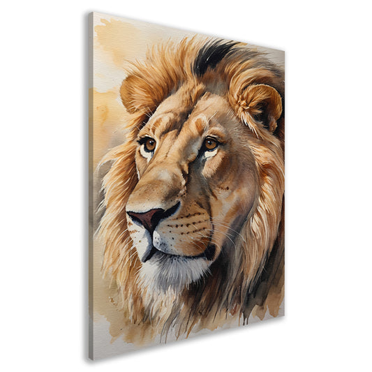 Majestueuze Waterverf Leeuw met Gouden Gloed canvas