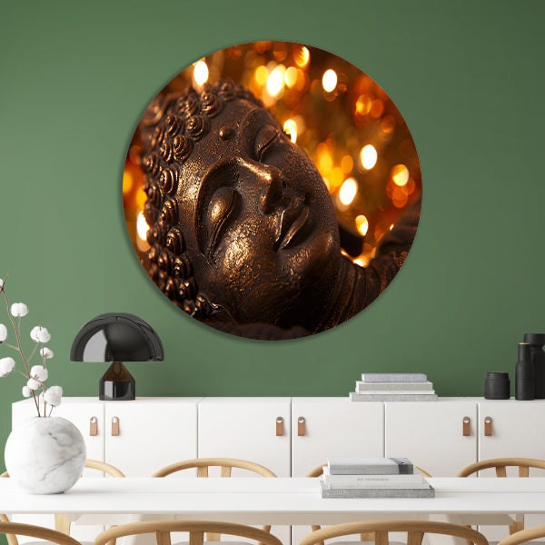 Serene Boeddha met gouden achtergrond forex muurcirkel