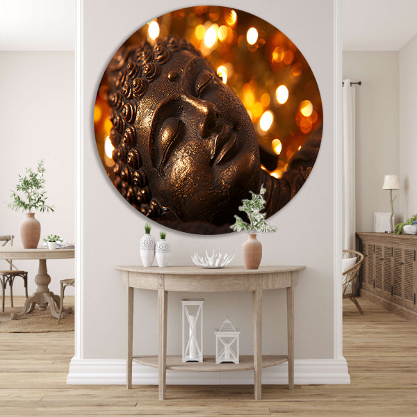 Serene Boeddha met gouden achtergrond forex muurcirkel