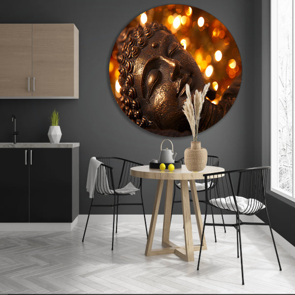 Serene Boeddha met gouden achtergrond forex muurcirkel