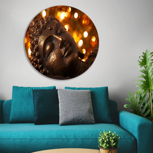 Serene Boeddha met gouden achtergrond forex muurcirkel