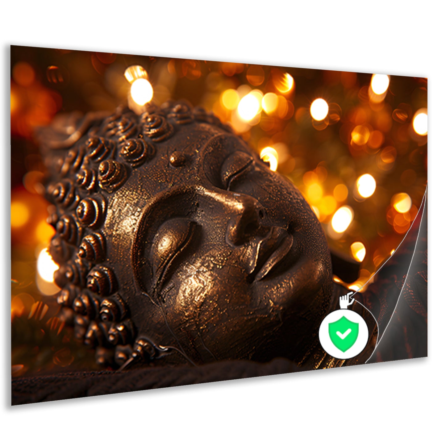 Serene Boeddha met gouden achtergrondposter