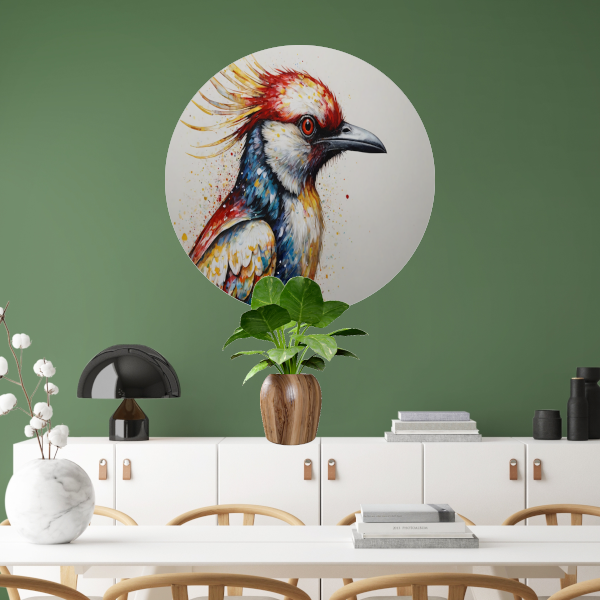 Kleurrijke Abstracte Vogel in Beweging forex muurcirkel