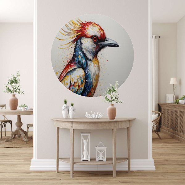 Kleurrijke Abstracte Vogel in Beweging forex muurcirkel