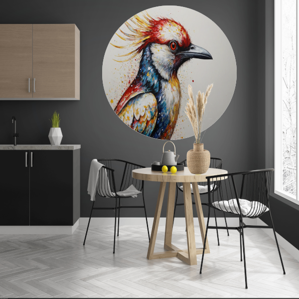 Kleurrijke Abstracte Vogel in Beweging forex muurcirkel