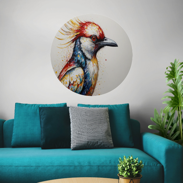 Kleurrijke Abstracte Vogel in Beweging forex muurcirkel