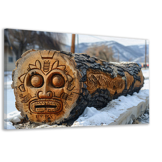 Houten boomstam met gezicht canvas