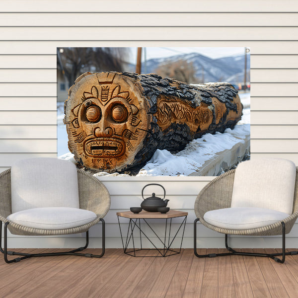 Houten boomstam met gezicht tuinposter