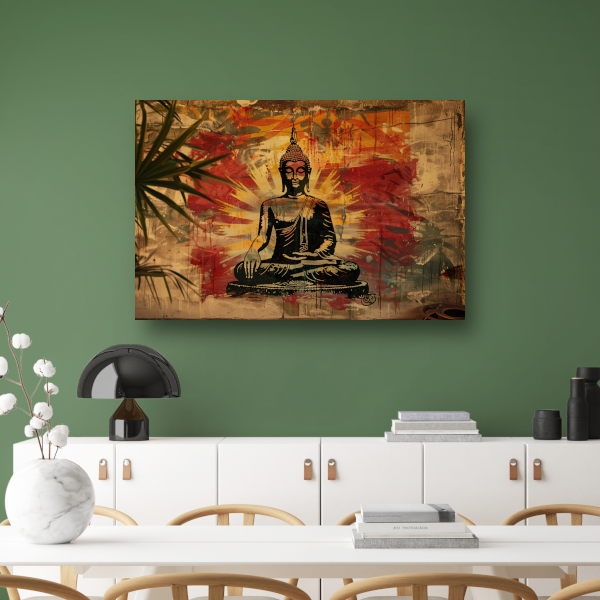 Moderne Boeddha in Levendige Street Art canvas
