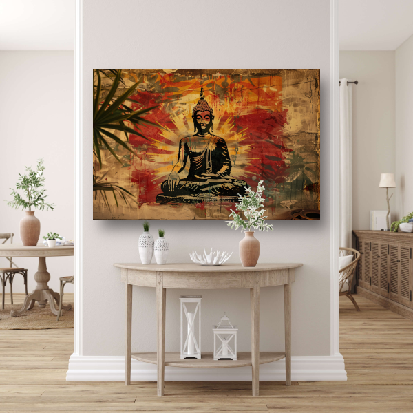 Moderne Boeddha in Levendige Street Art canvas