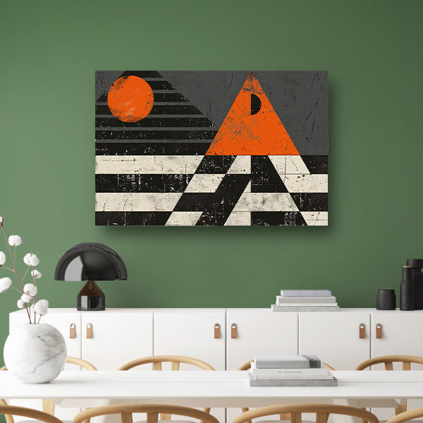Minimalistisch geometrisch ontwerp met oranje accenten acrylglas