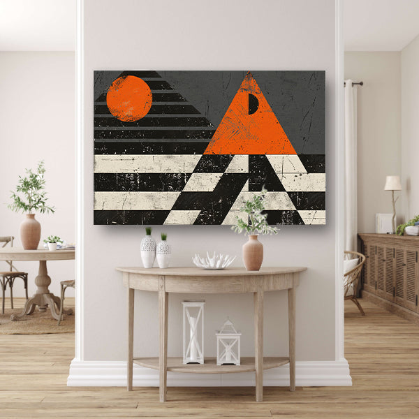 Minimalistisch geometrisch ontwerp met oranje accenten acrylglas