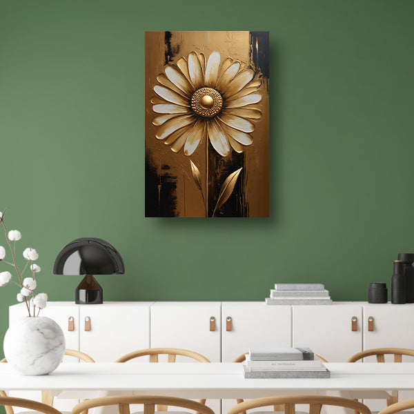 Abstracte Gouden Bloem op Sepia Achtergrond canvas