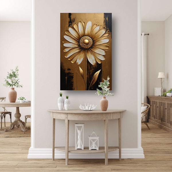 Abstracte Gouden Bloem op Sepia Achtergrond canvas