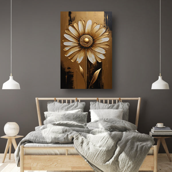 Abstracte Gouden Bloem op Sepia Achtergrond canvas
