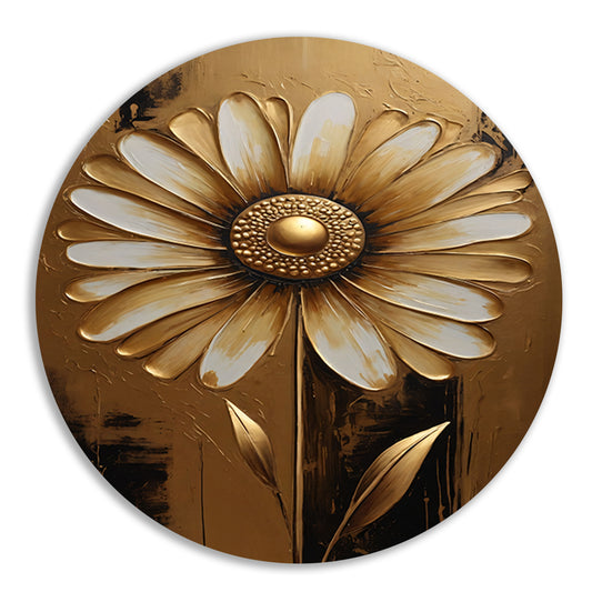 Abstracte Gouden Bloem op Sepia Achtergrond aluminium muurcirkel