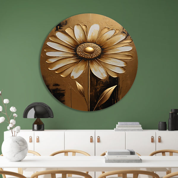 Abstracte Gouden Bloem op Sepia Achtergrond forex muurcirkel