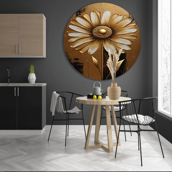 Abstracte Gouden Bloem op Sepia Achtergrond forex muurcirkel