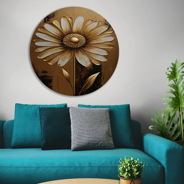 Abstracte Gouden Bloem op Sepia Achtergrond forex muurcirkel