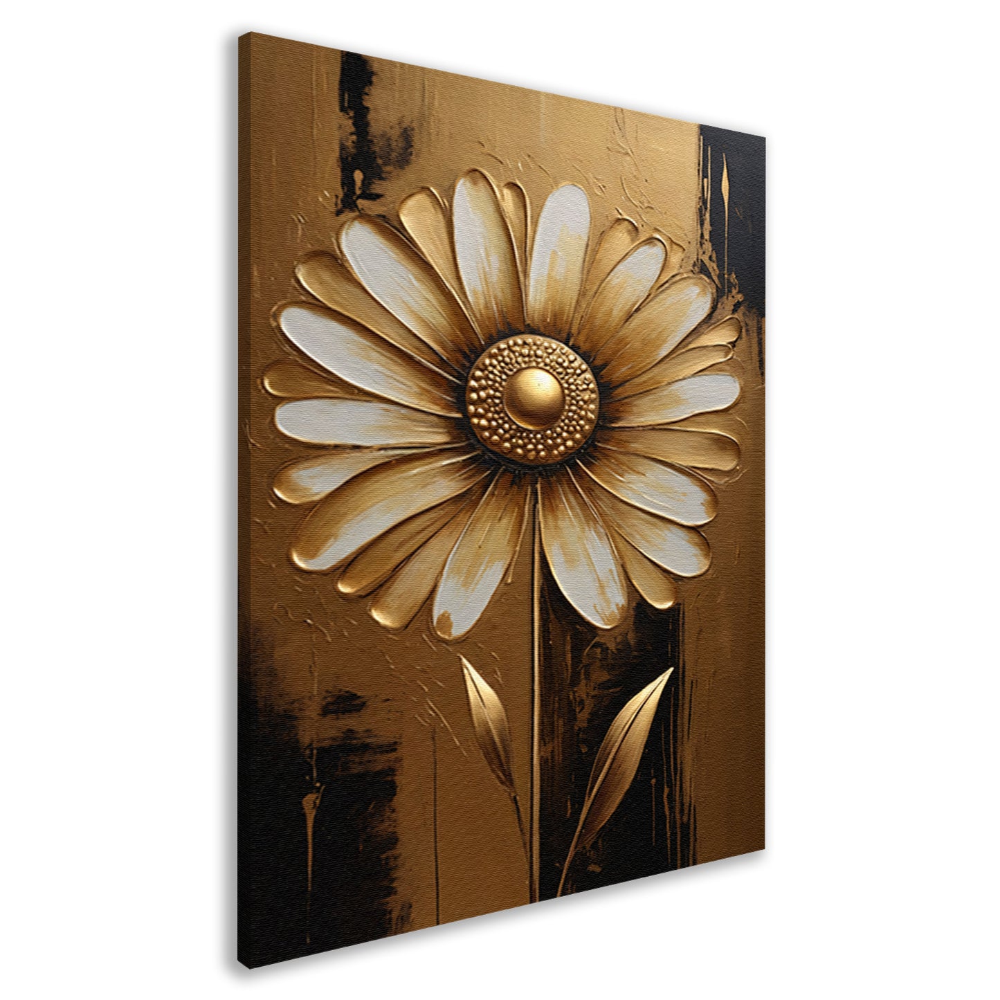 Abstracte Gouden Bloem op Sepia Achtergrond canvas