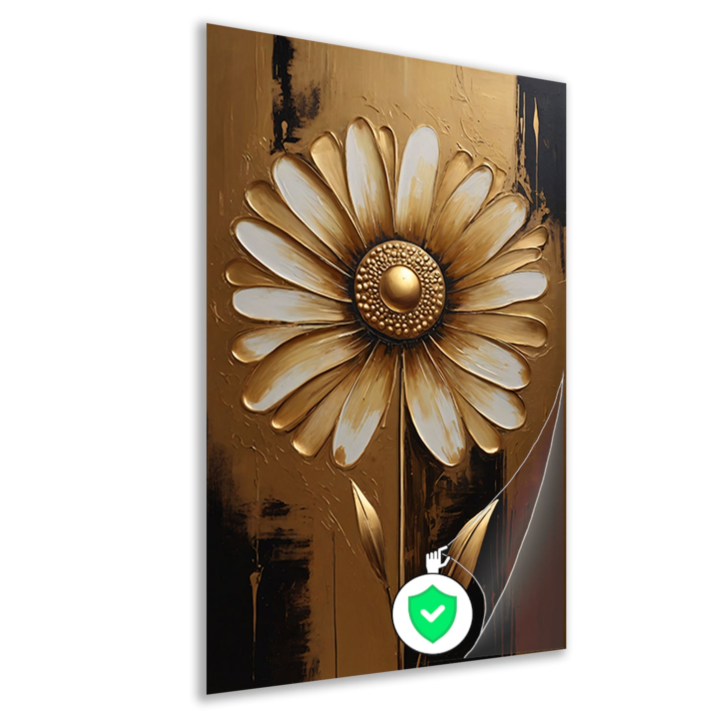 Abstracte Gouden Bloem op Sepia Achtergrond poster