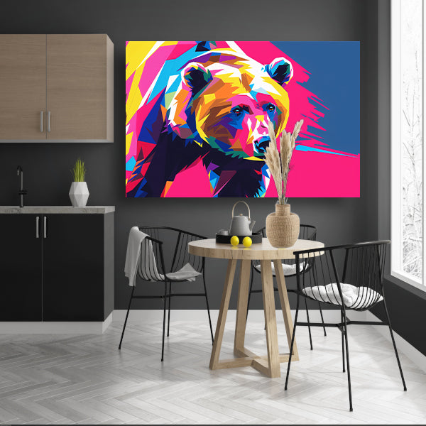 Kleurrijke abstracte geometrische beer poster