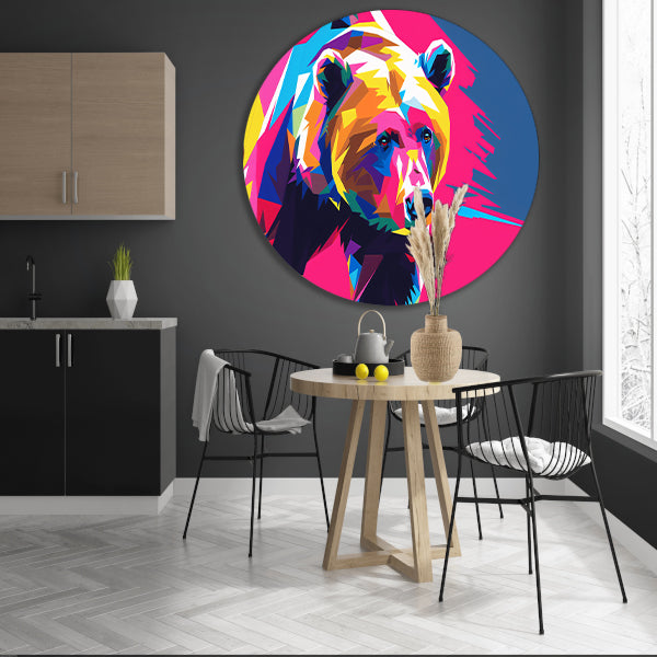 Kleurrijke abstracte geometrische beer forex muurcirkel