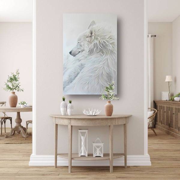 Minimalistisch schilderij van een slapende hond canvas