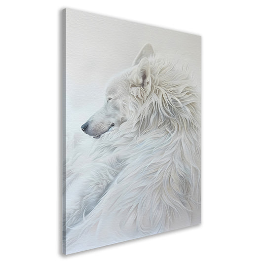 Minimalistisch schilderij van een slapende hond canvas