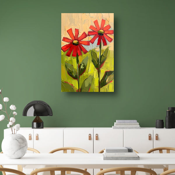 Levendige abstracte bloemen in expressieve kleuren canvas