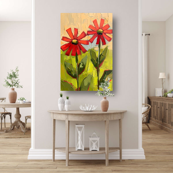 Levendige abstracte bloemen in expressieve kleuren canvas