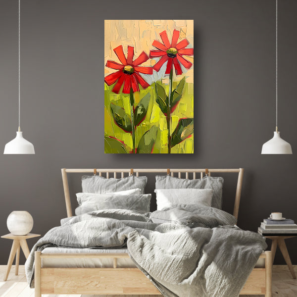 Levendige abstracte bloemen in expressieve kleuren canvas