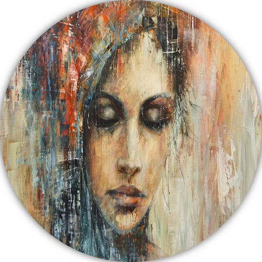 Abstracte Contemplatie in Vloeiende Kleuren aluminium muurcirkel